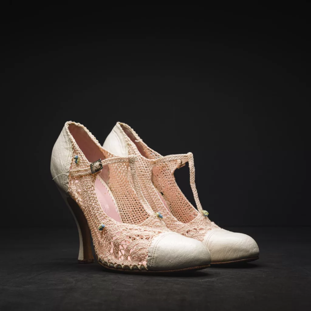 Blush High Heeled T-Bar by Caroline Groves