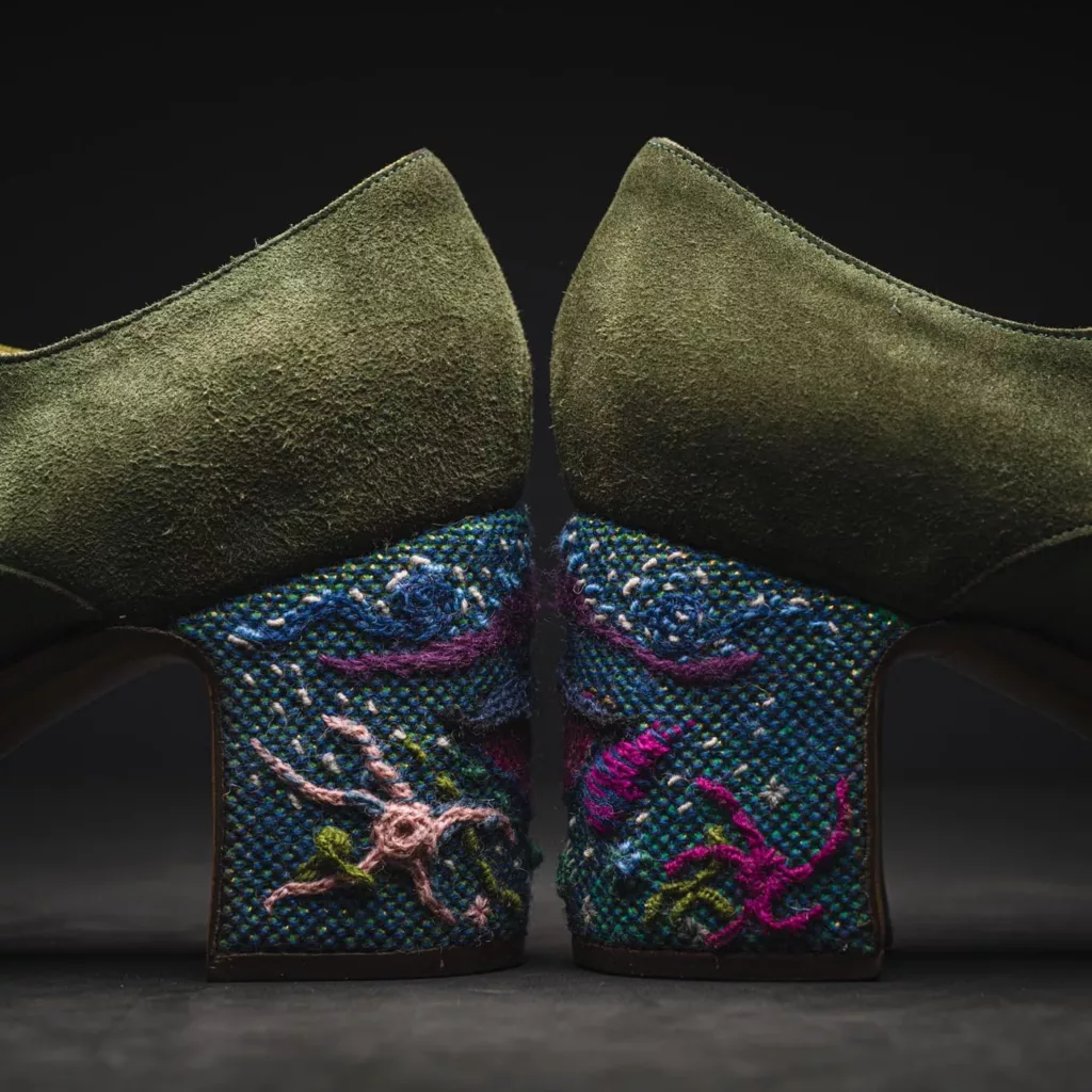 Block Heel Button Shoe - Caroline Groves
