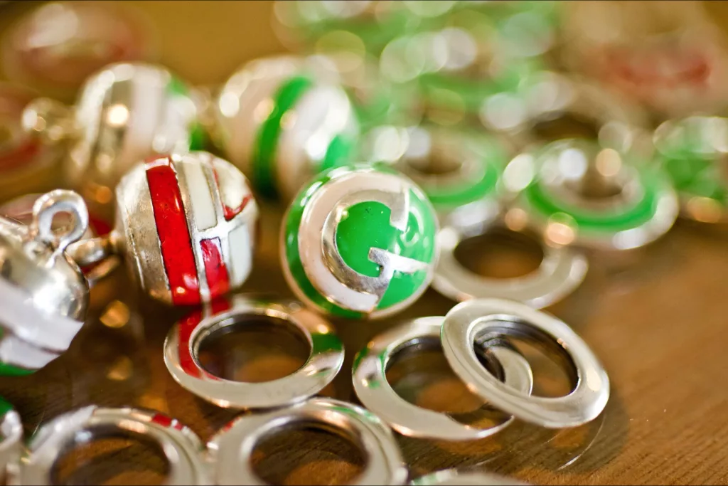 Solid Silver & Enameled Eyelets & Buttons For Caroline Groves